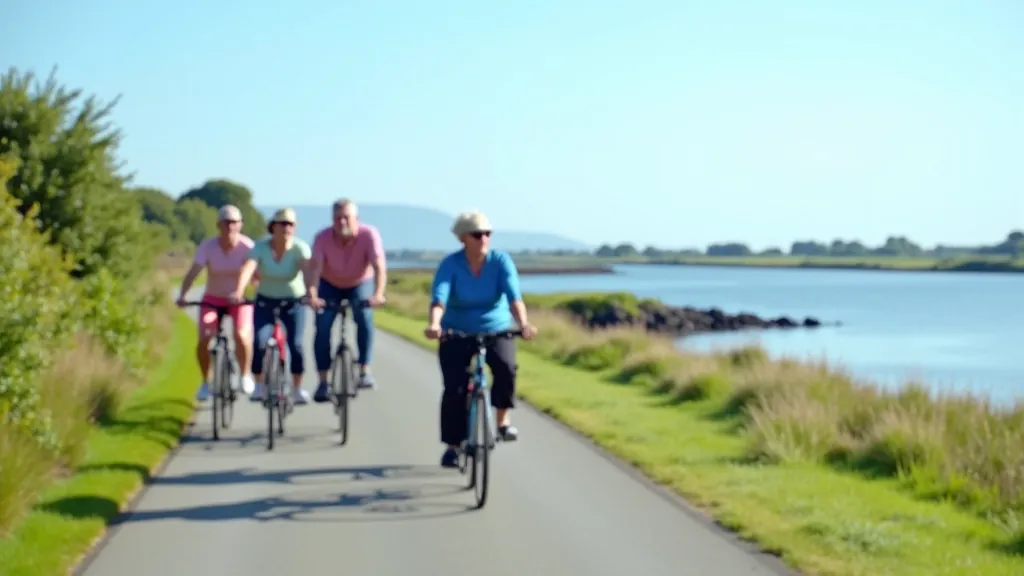 Guided cycling group on flat Déise Greenway route