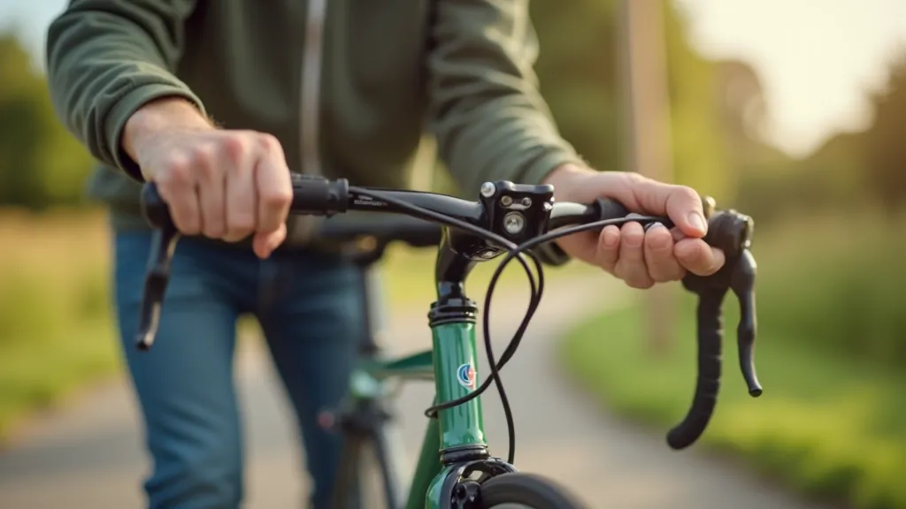 Person adjusting bicycle seat height and comfort setup on modern bike, proper ergonomics