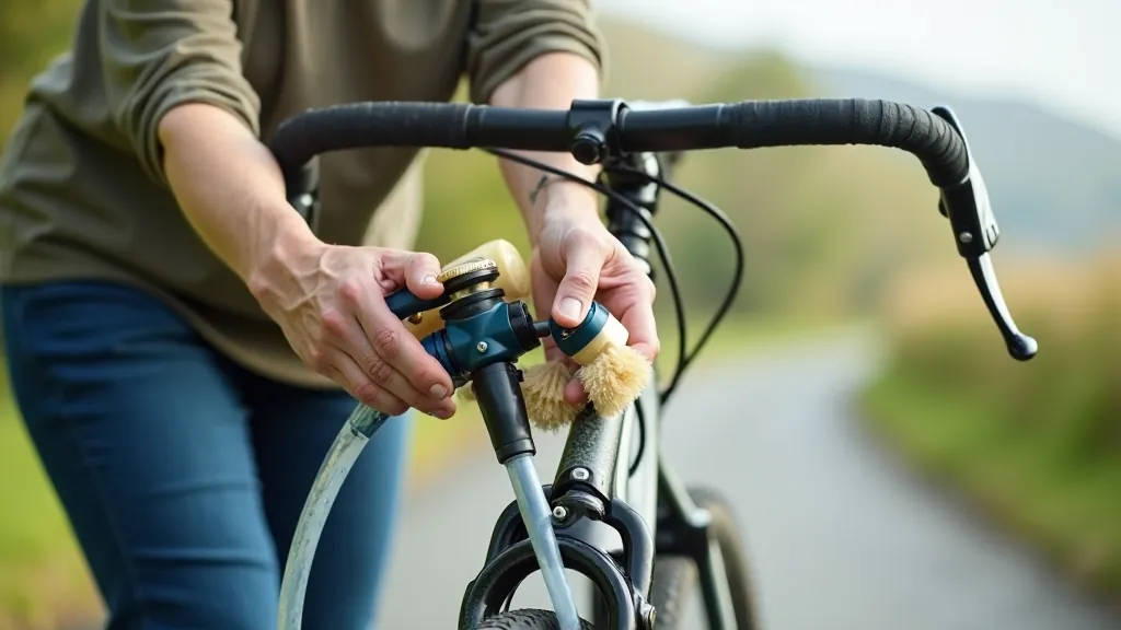 Cyclist cleaning bicycle with water and brush, demonstrating proper post-ride maintenance routine for coastal riding